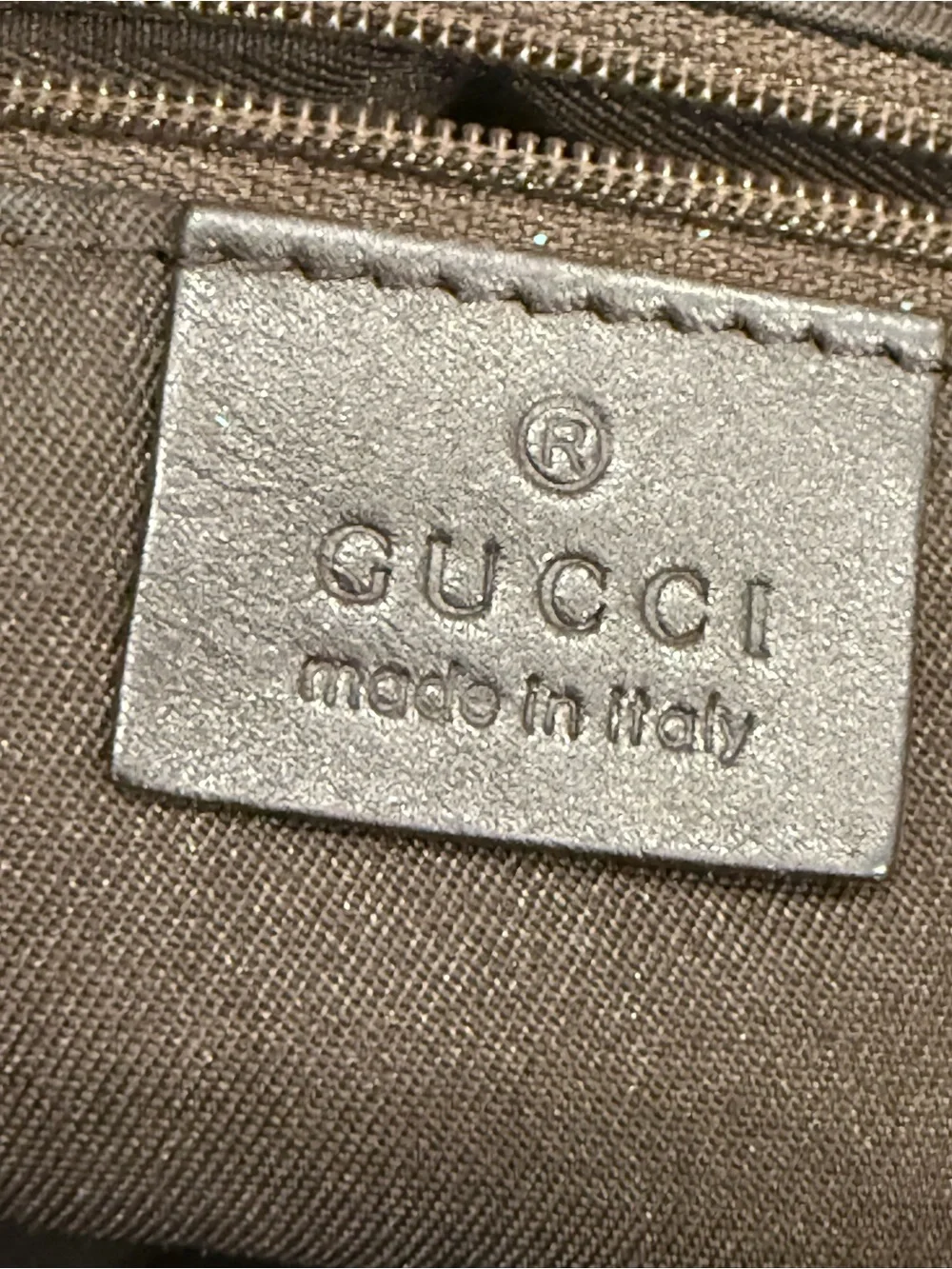 Gucci Abbey Canvas Tote with Brown Leather Trim
